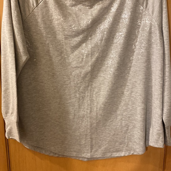 Torrid Foil Off Shoulder Boat Neck Lightweight Sweatshirt Grey Gray Plus 1/1X - Picture 5 of 11